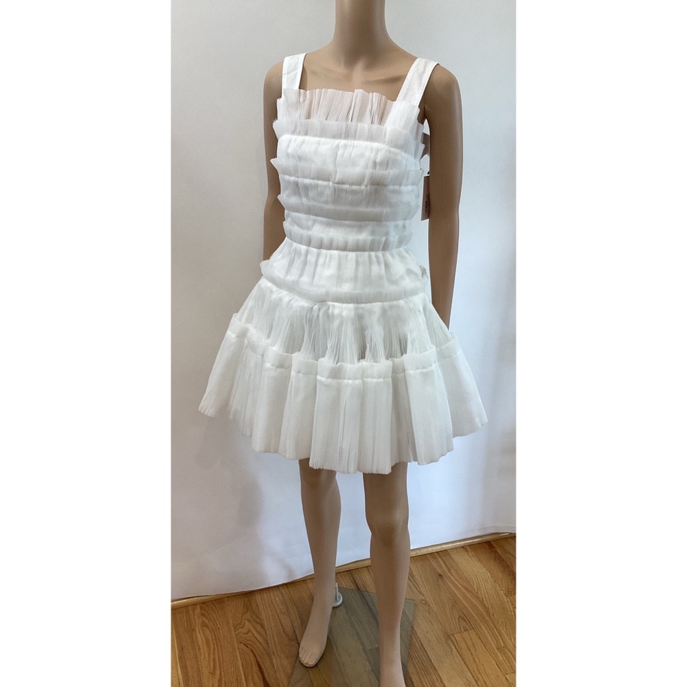 AJE PLEATED TULLE MINI DRESS SZ US 4 - Picture 5 of 9